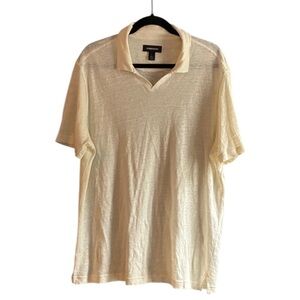 Nordstrom cream linen men’s polo sweater shirt size large